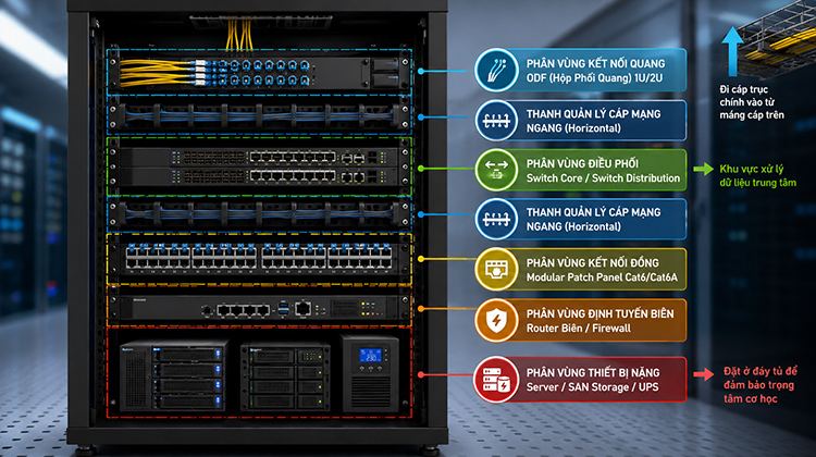 Bố trí tủ rack viễn thông tiêu chuẩn từ chuyên gia
