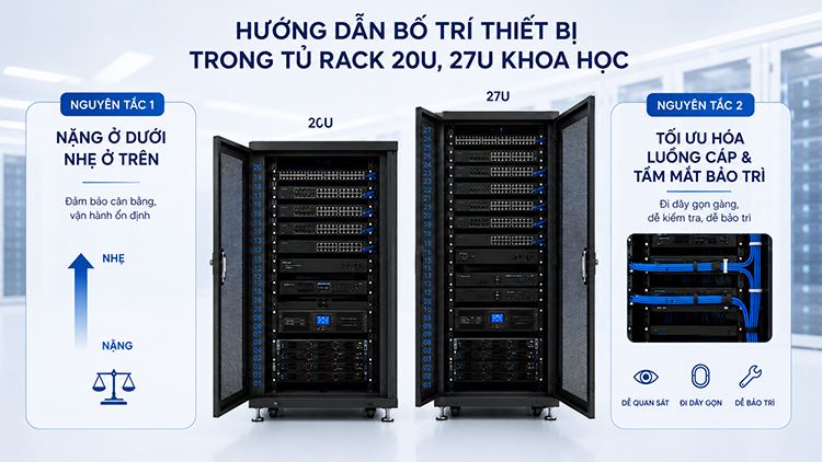 Hướng dẫn lắp đặt thiết bị cho tủ rack 20U, 27U