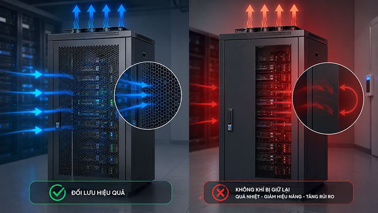 Cửa tủ rack Unirack giúp đối lưu không khí tốt hơn