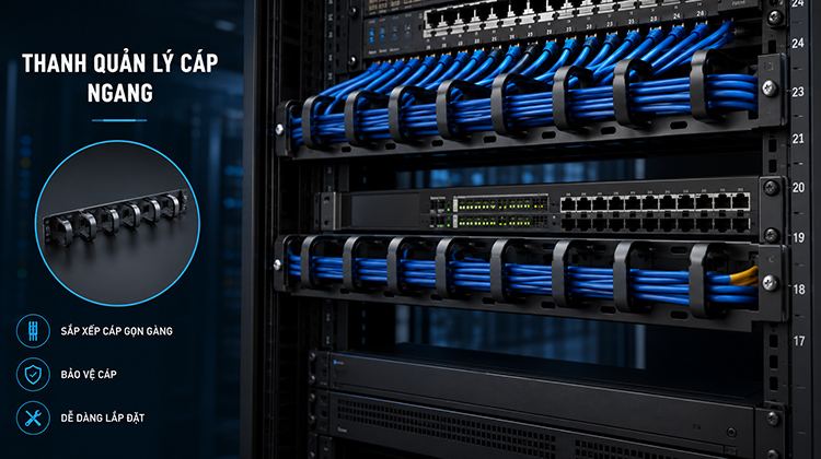 Thanh quản lý cáp ngang trong tủ rack