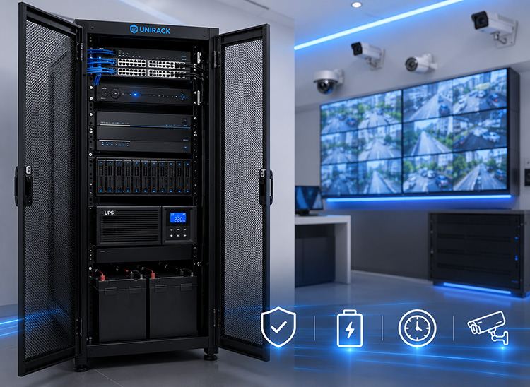 Tích hợp giải pháp lưu điện (UPS) bên trong tủ Rack an ninh
