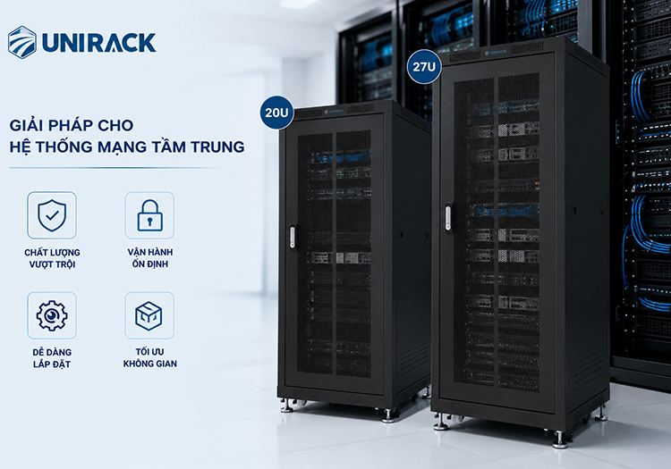 Tủ rack 20U, Tủ rack 27U cho hệ thống mạng tầm trung