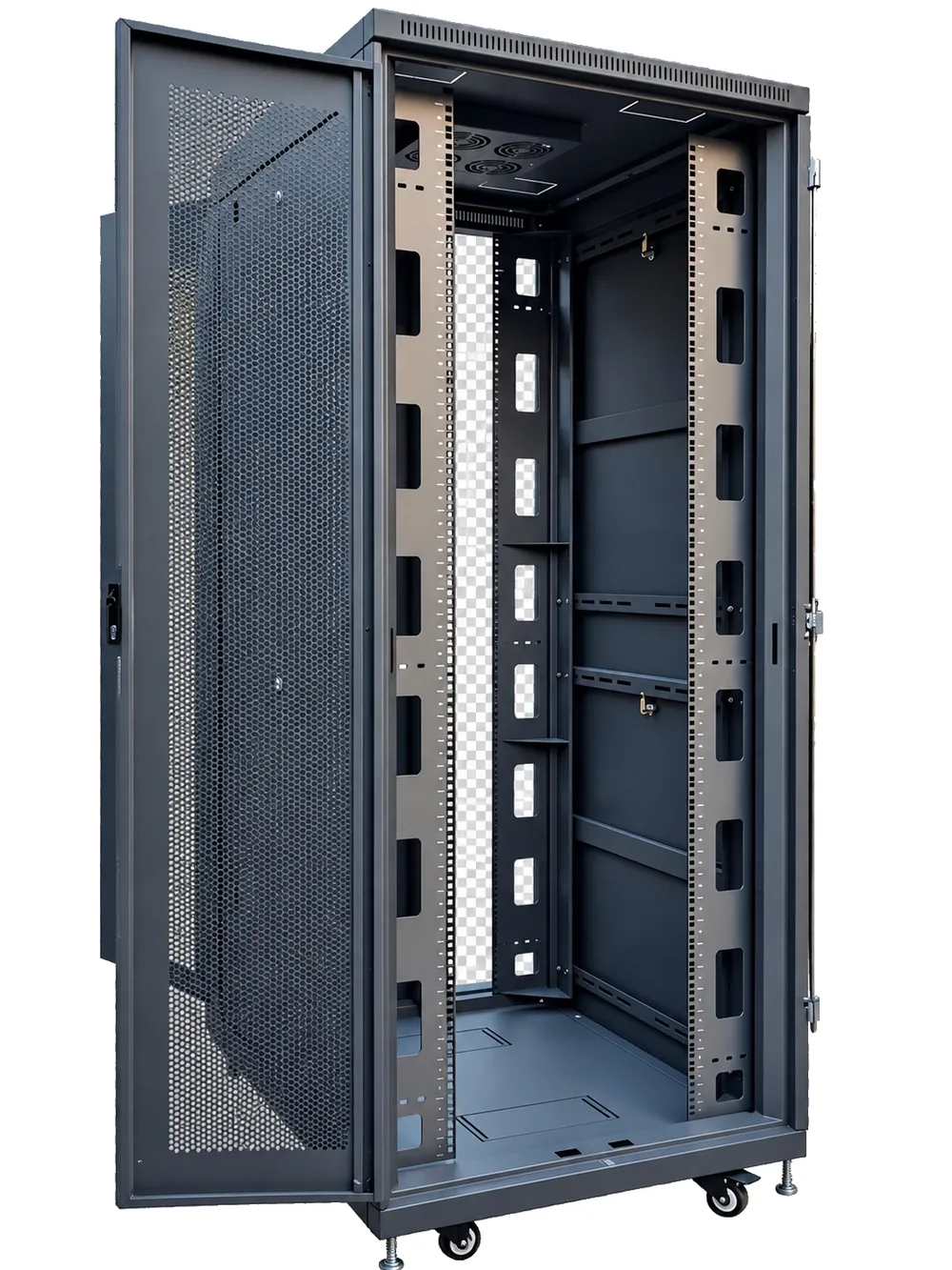 Khoang thiết bị Tủ rack U-Series 32U W800 D600: hai thanh tiêu chuẩn và không gian đi cáp hai bên hông