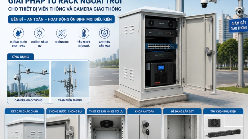Giải pháp tủ rack ngoài trời cho thiết bị viễn thông và camera giao thông