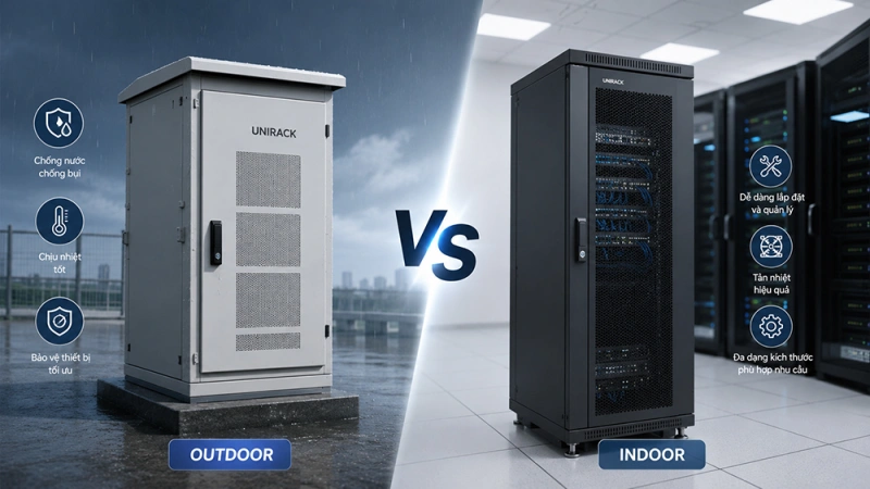 So sánh tủ rack ngoài trời (Outdoor) và tủ rack trong nhà (Indoor) Unirack