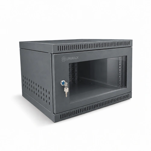 Tủ rack 6U D400 màu đen cửa Mika