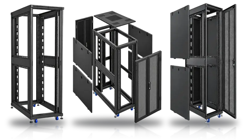 Tủ rack Unirack U-Series: khung tủ, các tấm tháo rời và tủ mở cửa